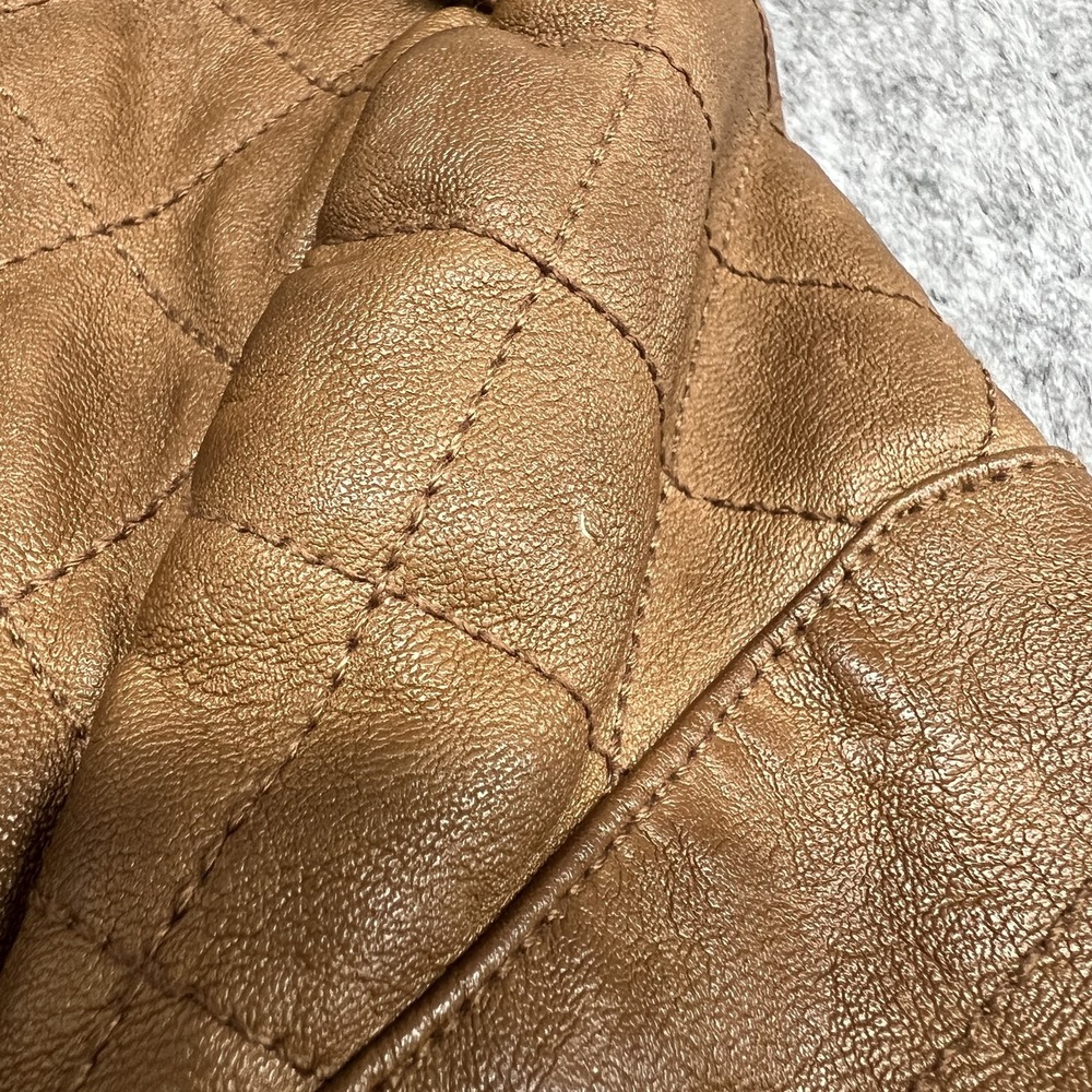 Guess Jacket Womens Medium Quilted Faux Leather Biker Moto Asymmetrical Zip - Picture 8 of 16